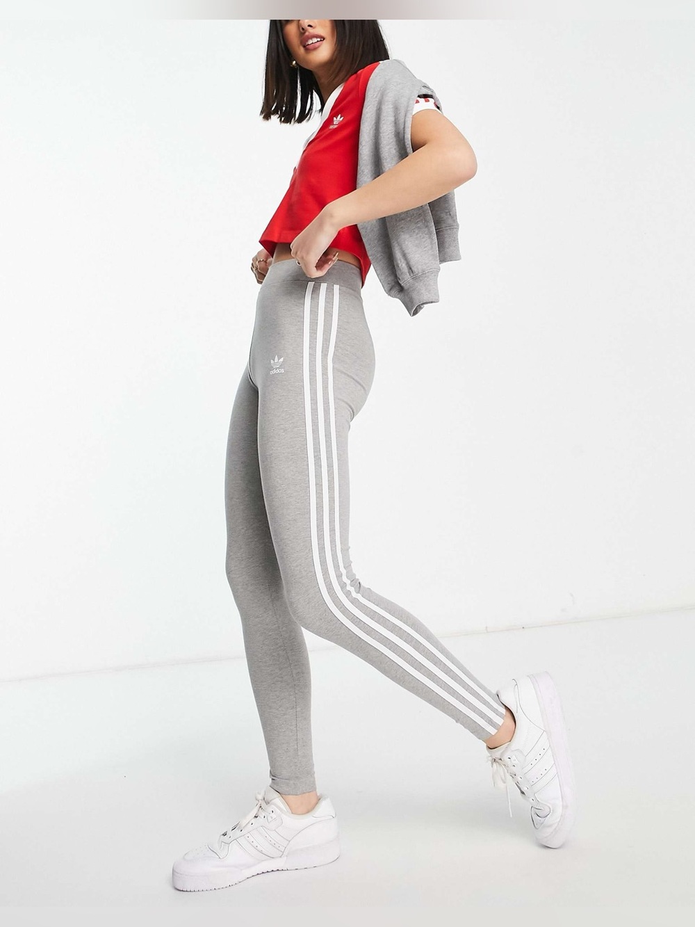 Adidas Originals 3-Stripes Trefoil Leggings Gray Size S